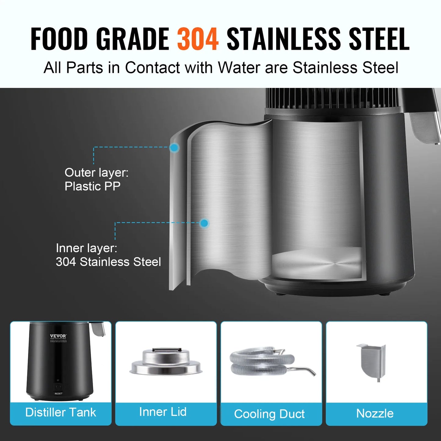 SucceBuy Countertop Water Distiller Machine For Pure Drinking Water