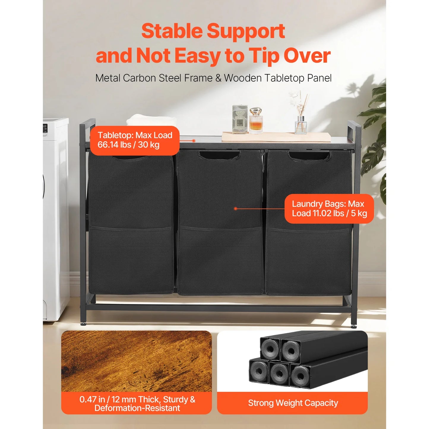 SucceBuy Dual Compartment Laundry Sorter Basket With Metal Frame