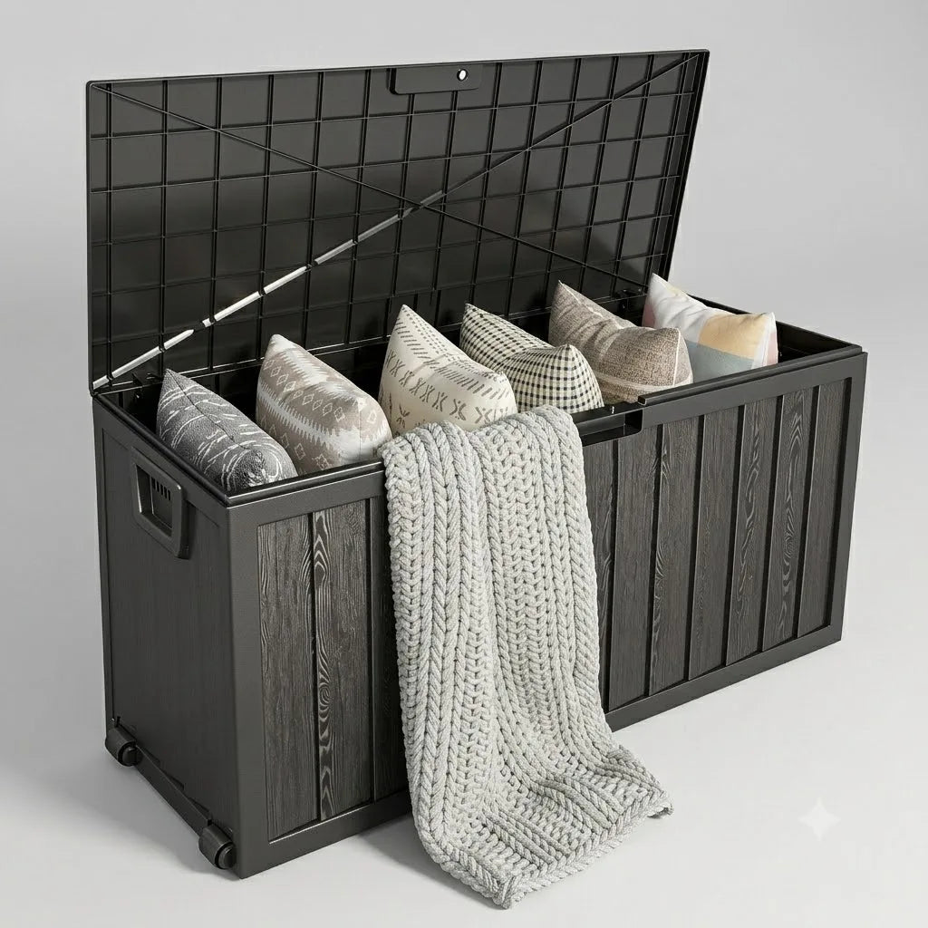 Heavy Duty Outdoor Plastic Storage Box With Rolling Wheels