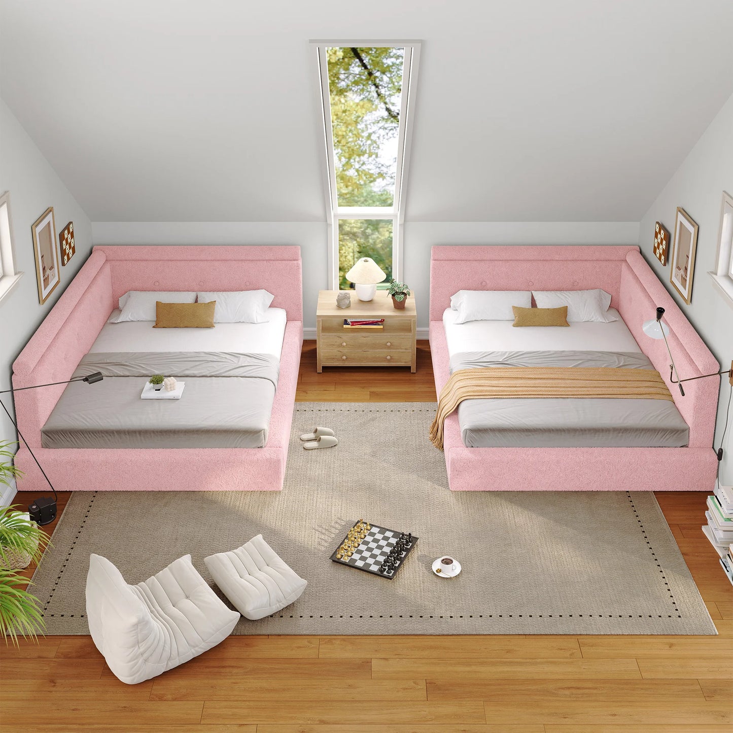 EnHomee L-Shaped Cloud Platform Bed Frame With Foam Padding