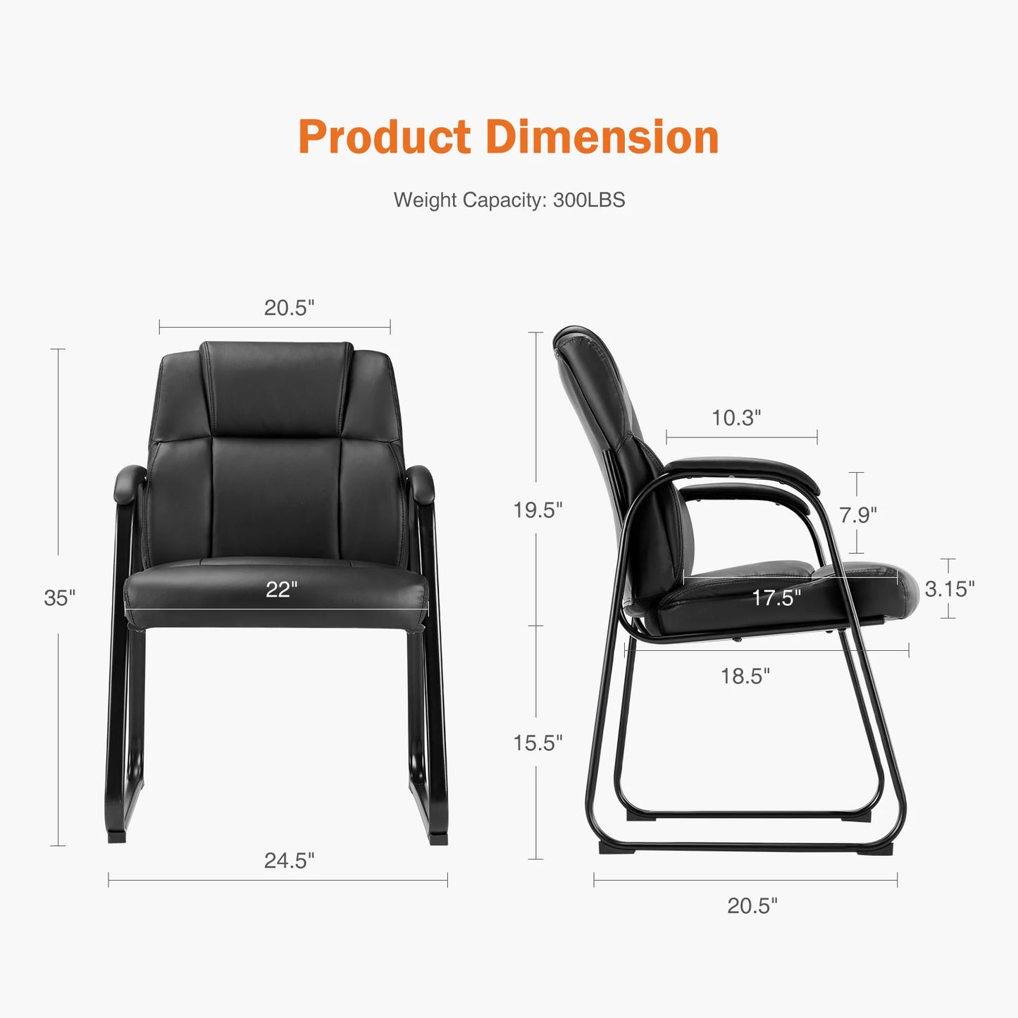 JHK Ergonomic PU Leather Office Chair With Padded Backrest