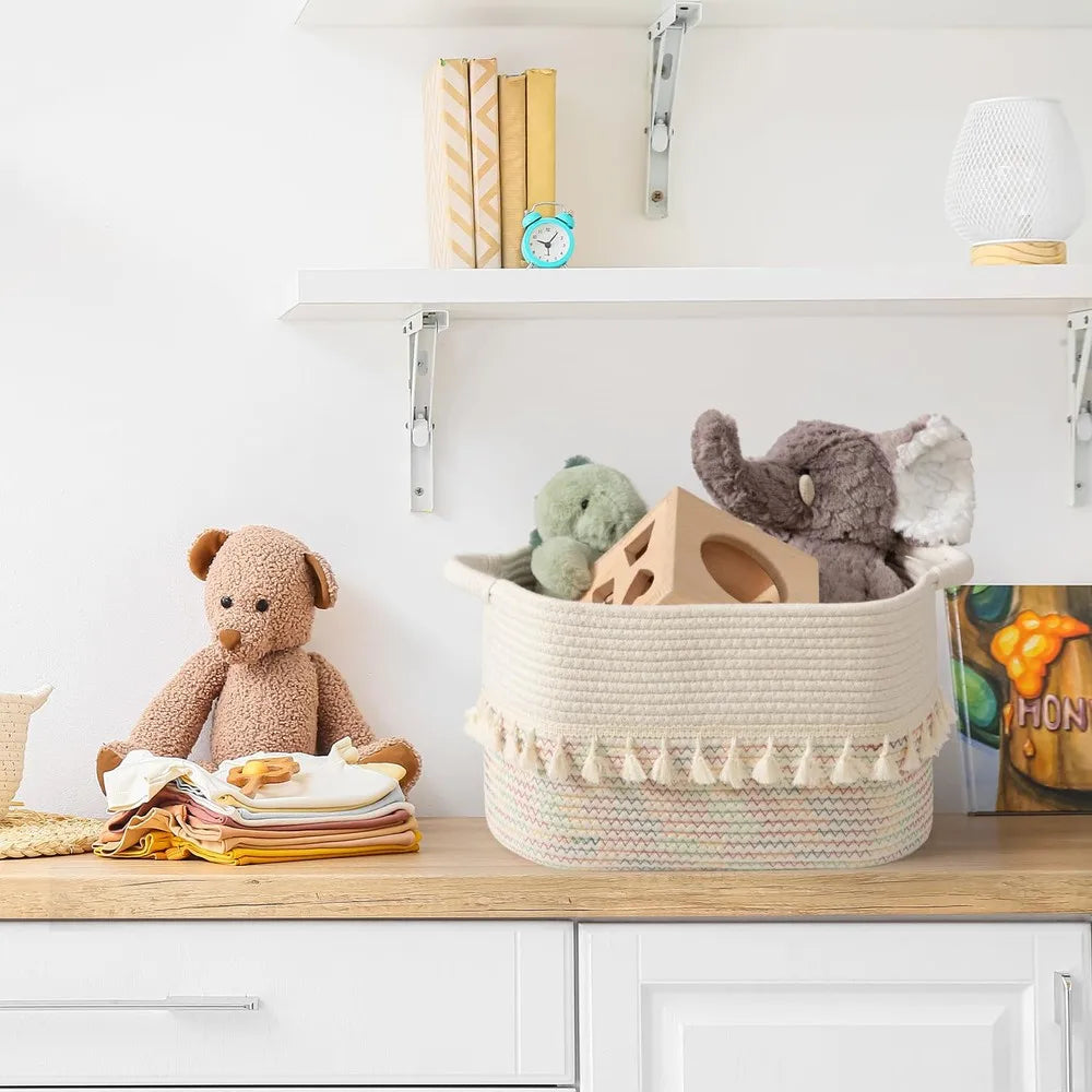 Decorative Cotton Rope Storage Baskets Woven Home Organizer Containers