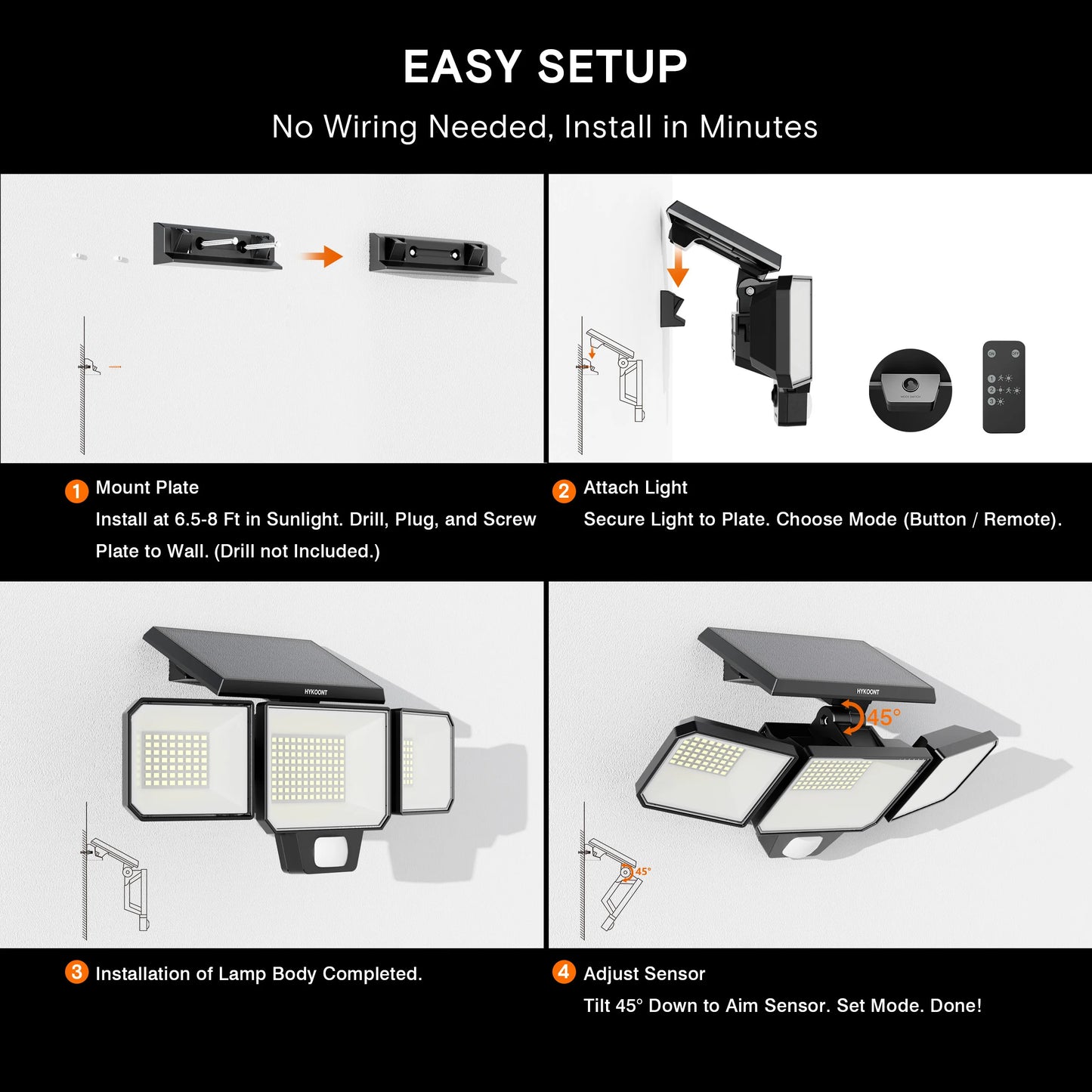 Solar Three Head Motion Sensor Outdoor Security Light