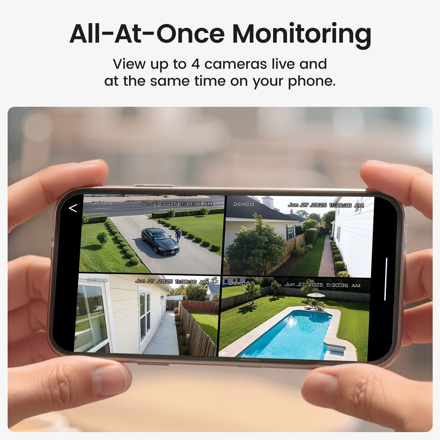 Dekco 3MP Solar Security Cameras With Four Wireless PTZ Cams