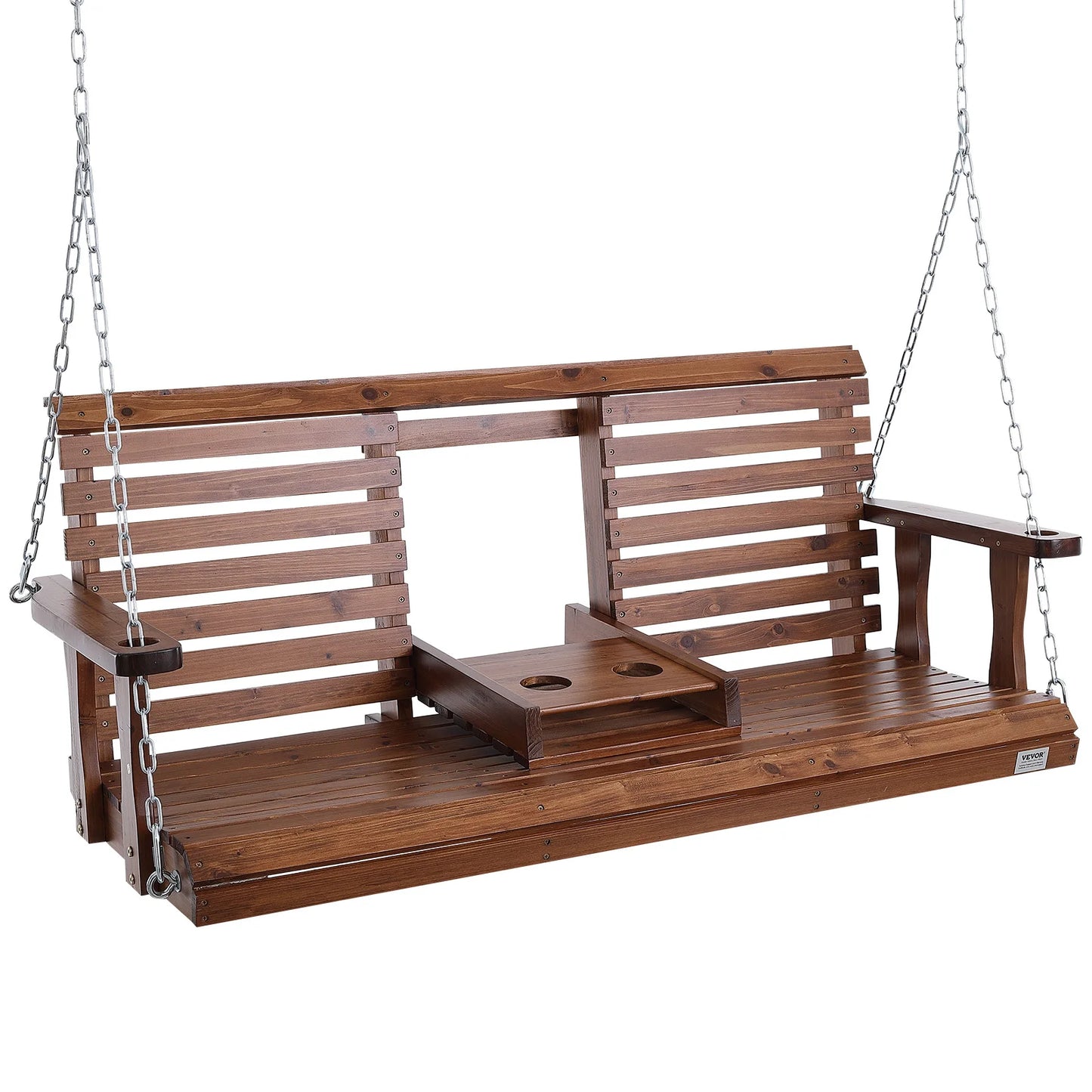 SucceBuy Cedar Wood Porch Swing For Outdoor Patio Bench