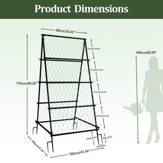 Wisfor Metal Garden Trellis Arch For Climbing Plants With Netting