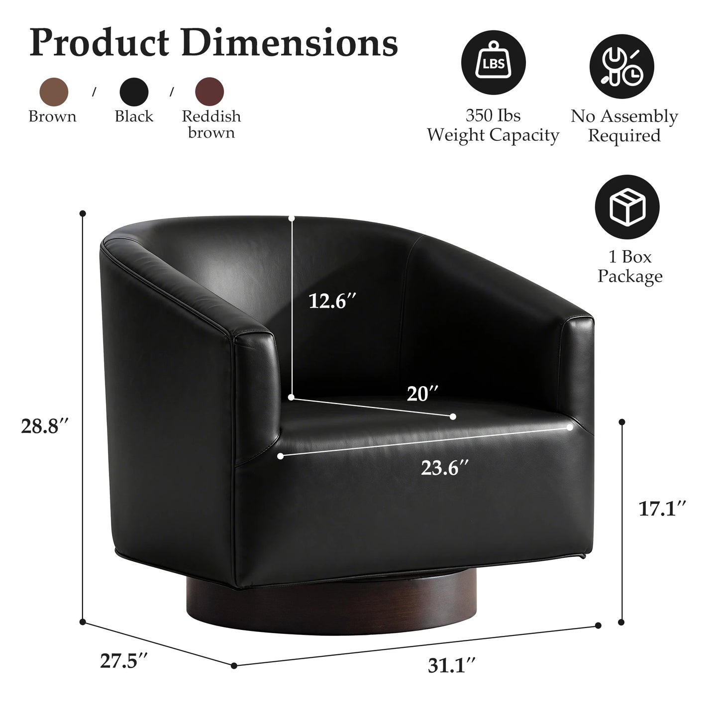 Kerdom Modern Wooden Barrel Accent Chair With Swivel Base