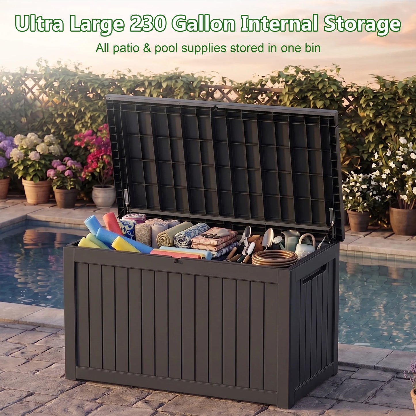 Waterproof Resin Outdoor Storage Deck Box With Lock