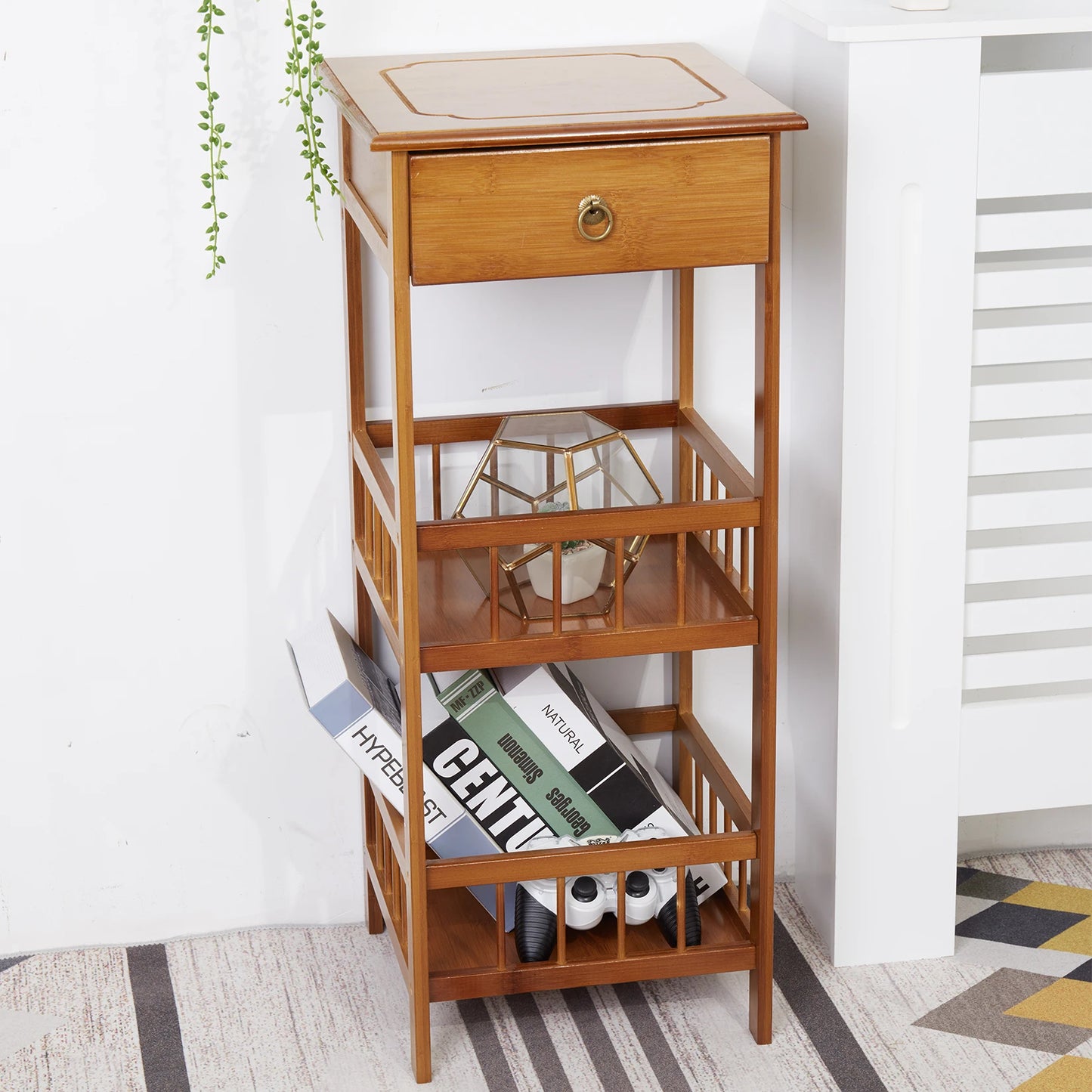 Luvodi Multifunctional Bamboo Bedside Table With Drawer Nightstand