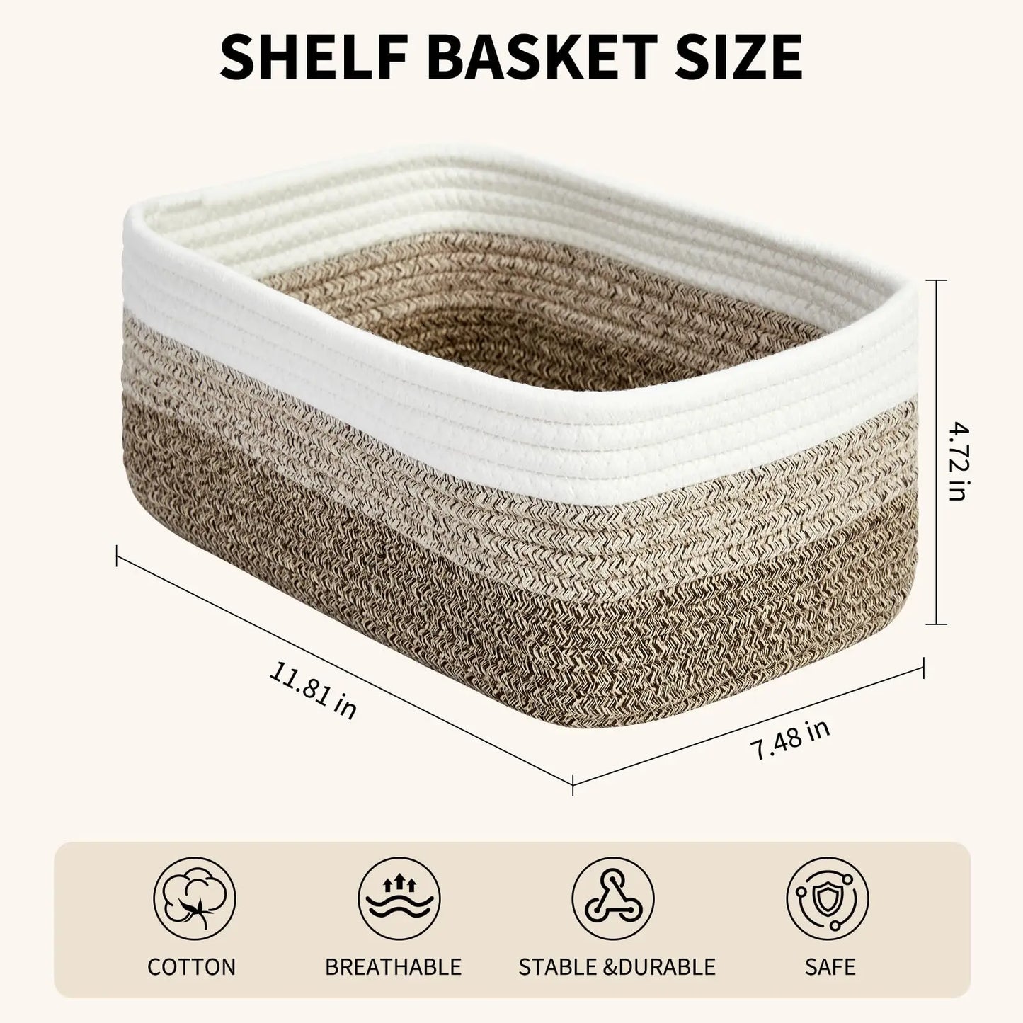 HiMISS Cotton Rope Woven Storage Baskets Shelf Organizer