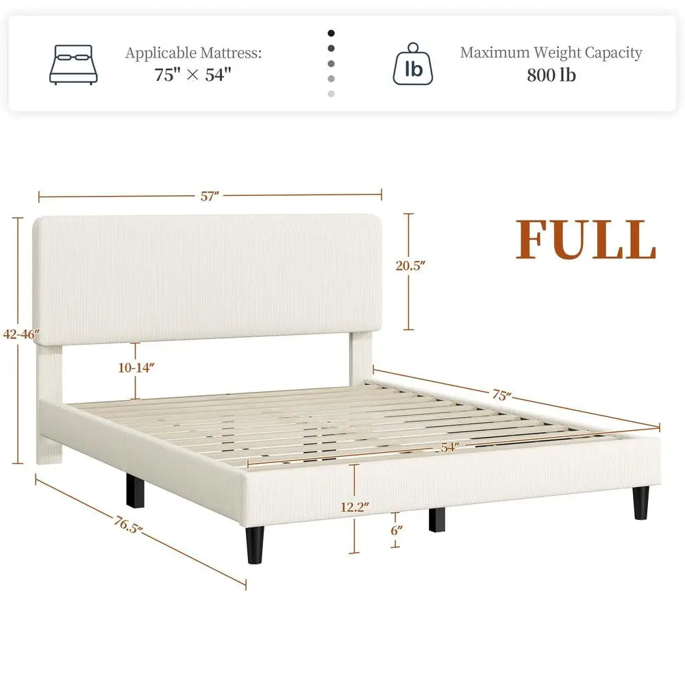 Adjustable Chenille Upholstered Bed Frame With Tufted Headboard
