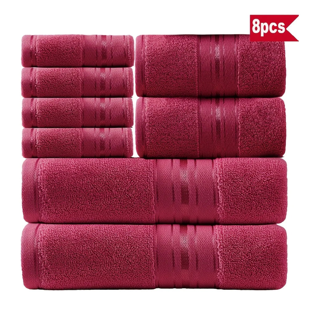 Luxury 8 Piece Ring Spun Cotton Towel Set For Bathroom