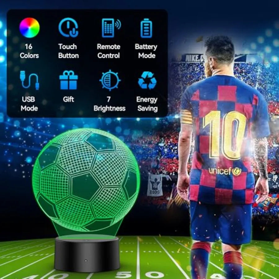 Football 3D Illusion LED Night Light With Remote Control