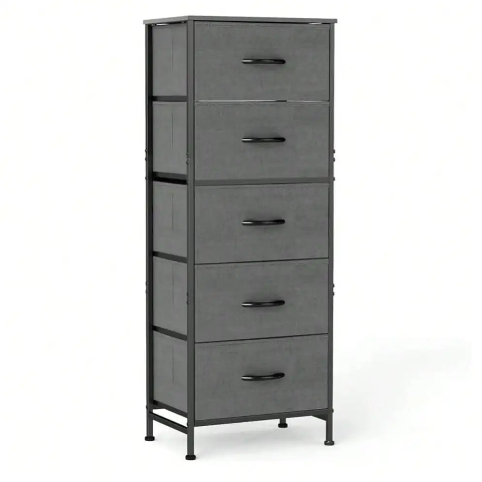 Fabric Storage Dresser With Wooden Top And Steel Frame Unit