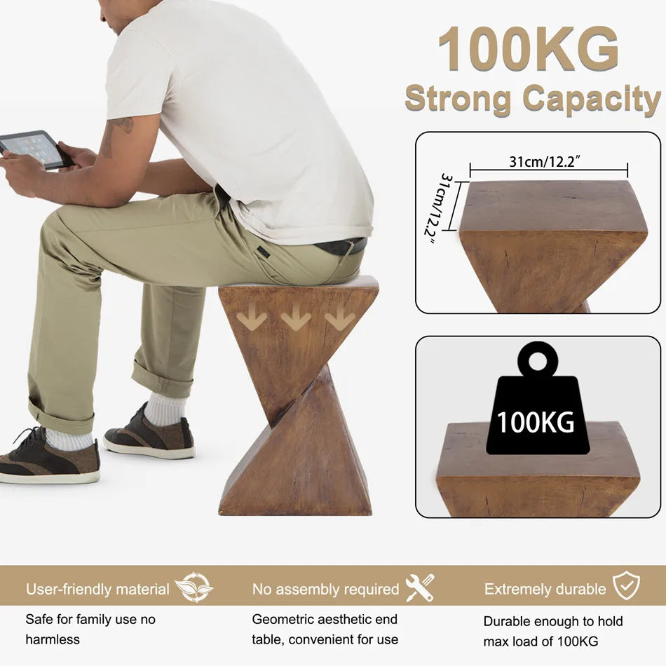 Luvodi Modern Lightweight Concrete Accent Table For Living Room