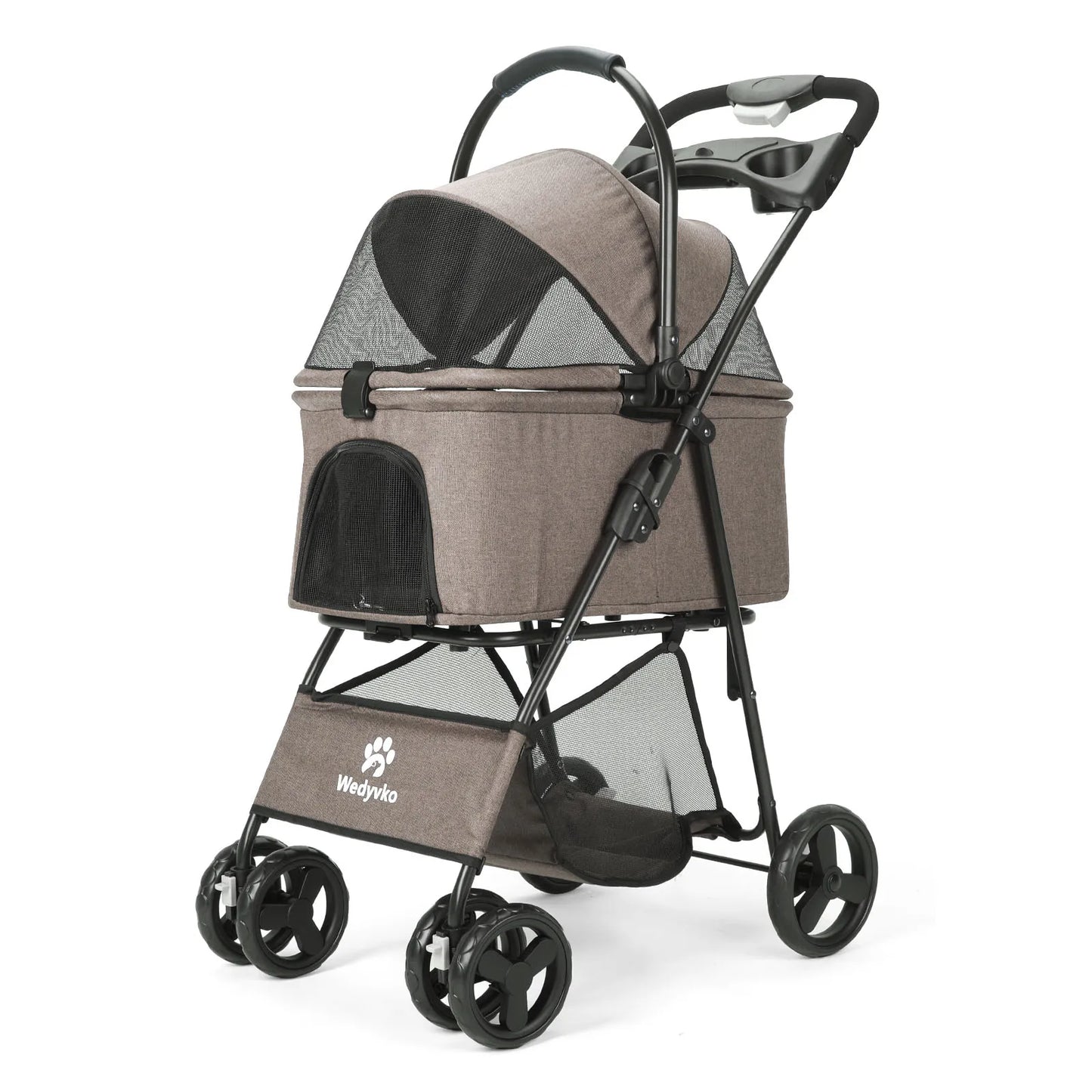 Compact Folding Pet Stroller With Removable Carrier For Dogs