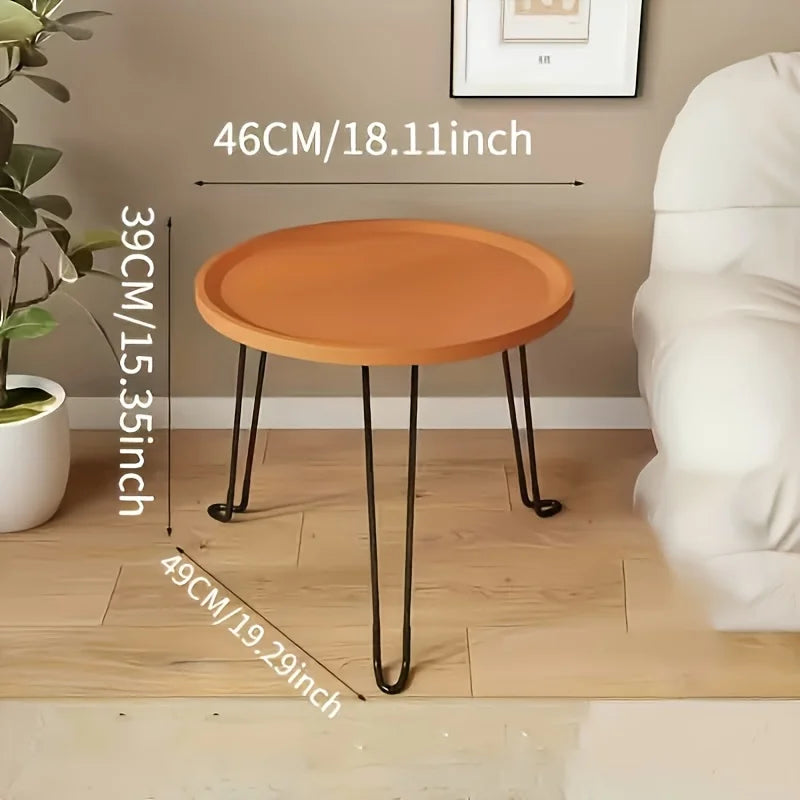 Foldable Metal Round Coffee Table For Living Room And Patios