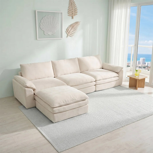 Modular Deep Seat Cloud Sofa With Detachable Washable Fabric Chaise