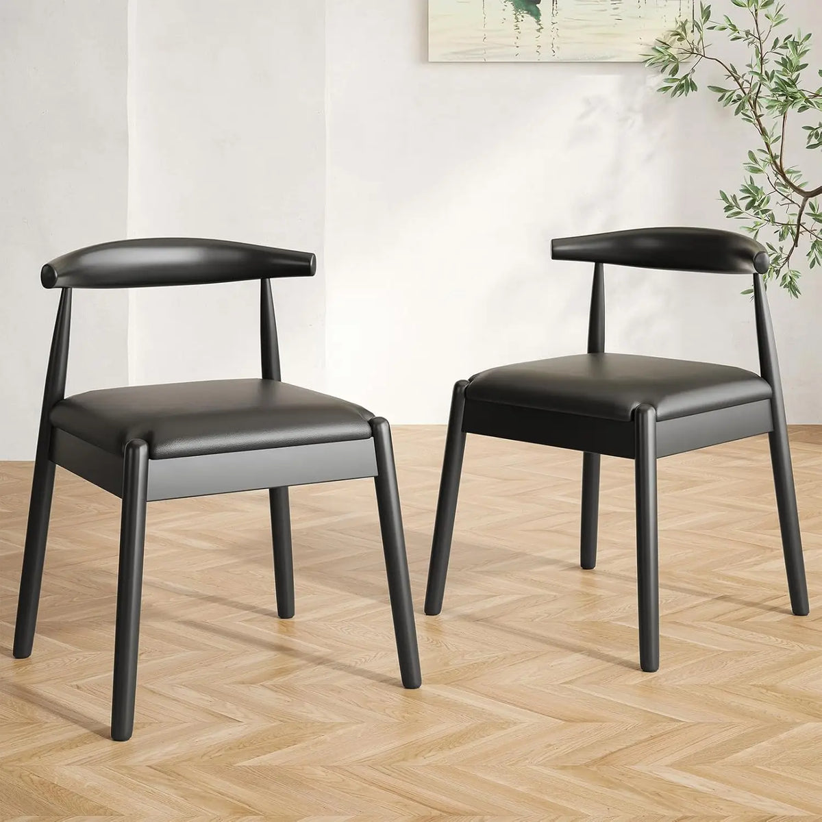 FARINI Mid-Century Modern Dining Chairs With Solid Wood Legs