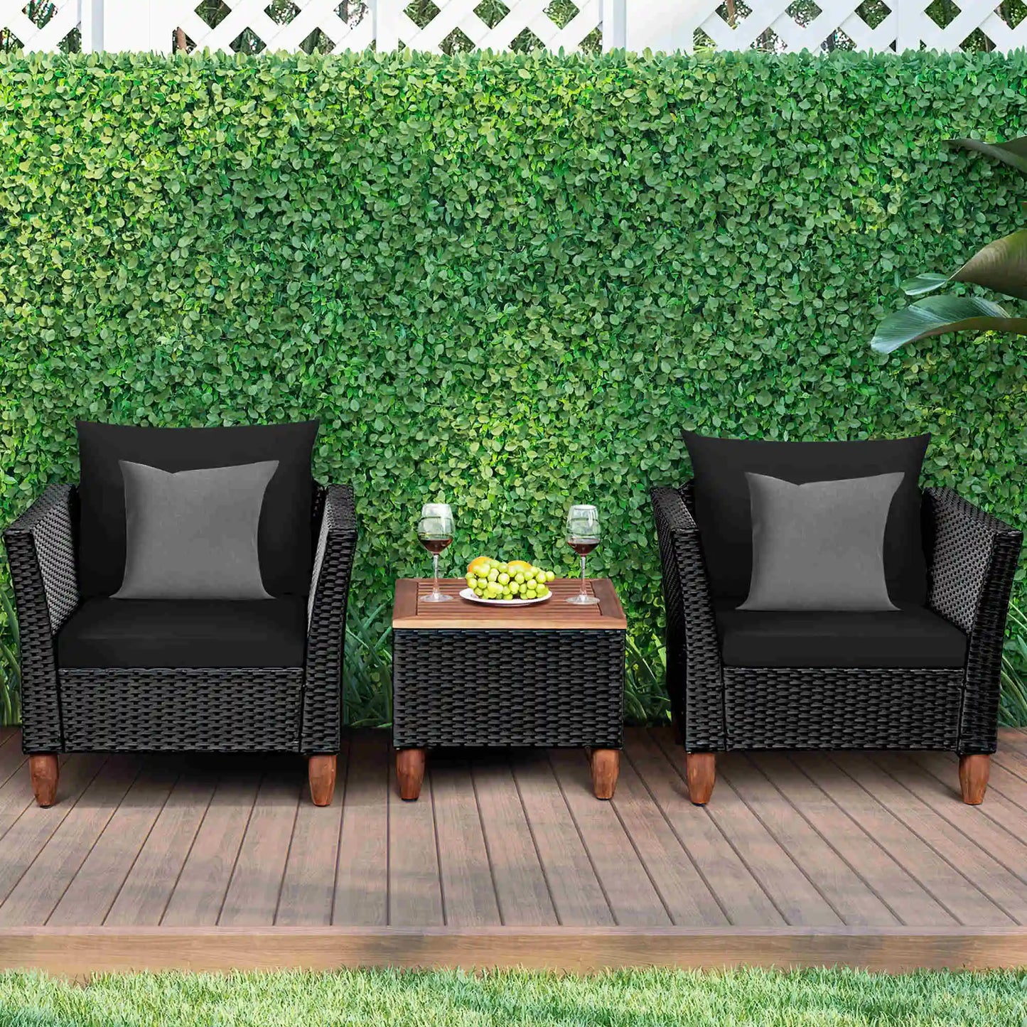 Homasis Outdoor Rattan Patio Furniture Set Cushioned Sofa