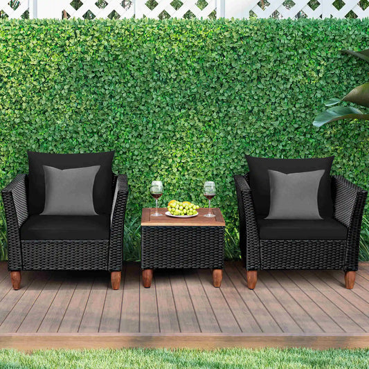 Homasis Outdoor Rattan Patio Furniture Set Cushioned Sofa