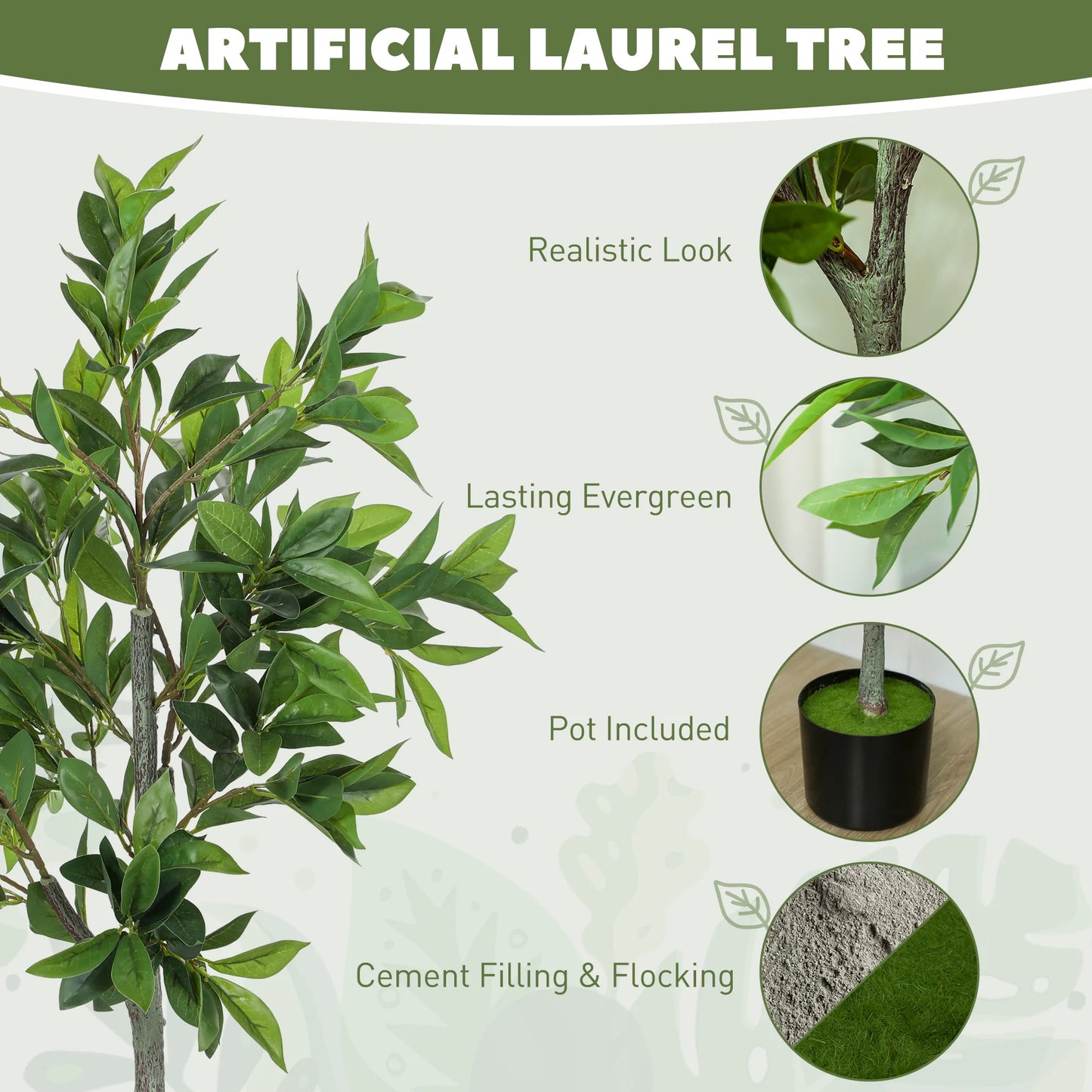 Potted Artificial Laurel Tree For Home And Office Decor