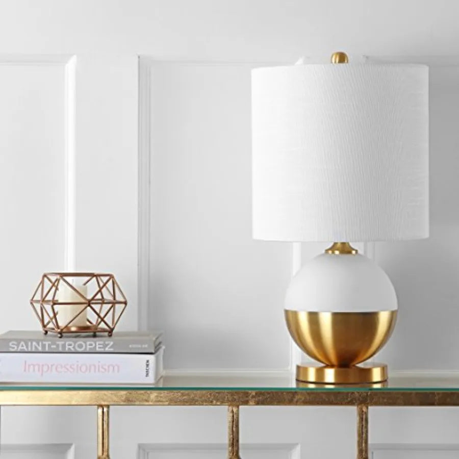 Solar Powered Ceramic Table Lamp With Linen Drum Shade