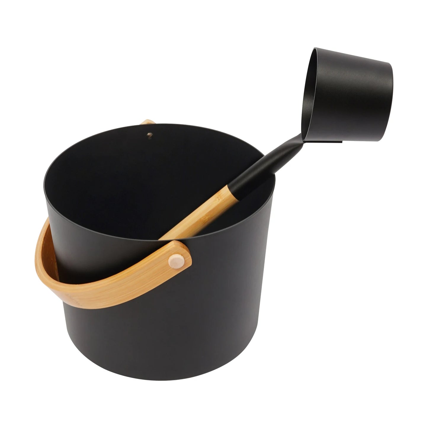 Premium Aluminum Sauna Bucket With Bamboo Wood Ladle Set