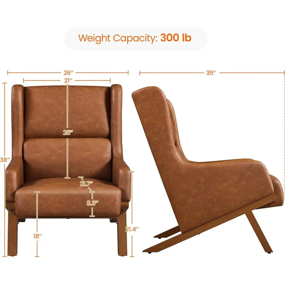 Rotatable Recliner Accent Chairs with Wood Frame and Thick Cushions