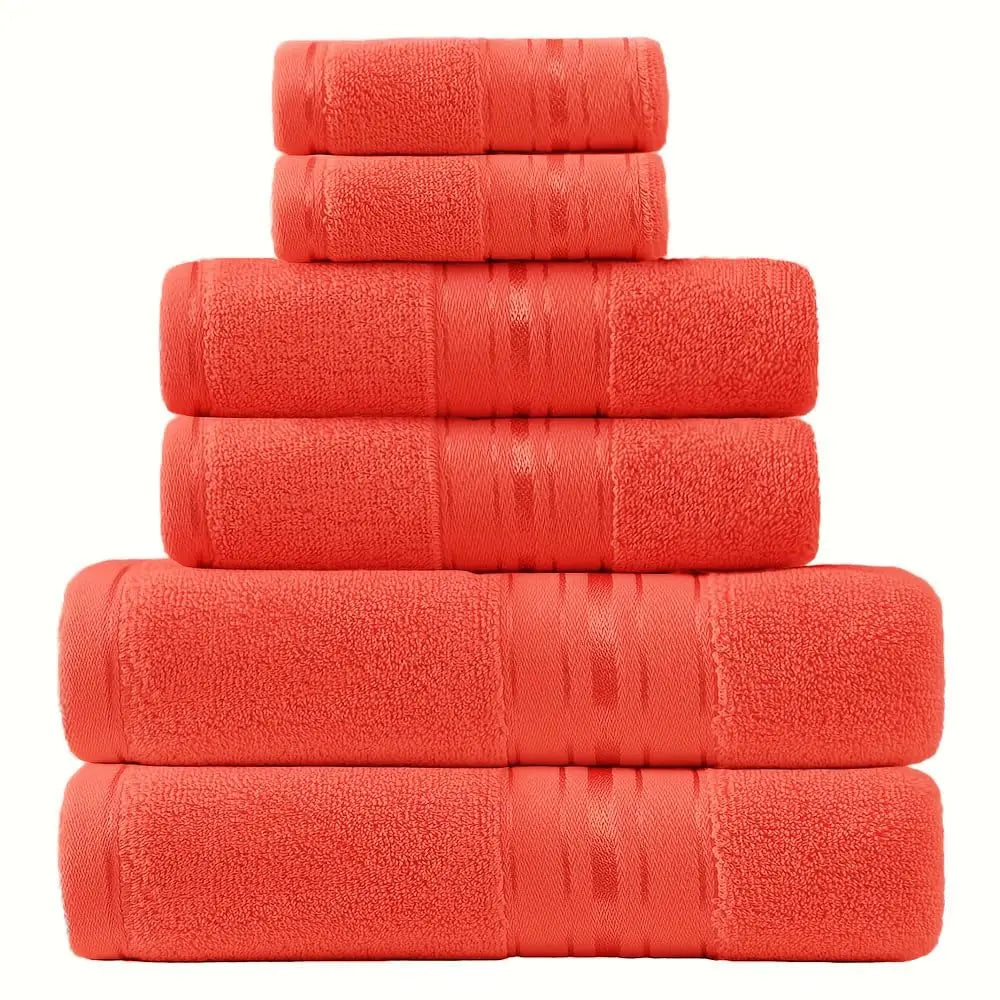 Luxurious 6 Piece Plush Cotton Turkish Bath Towel Set