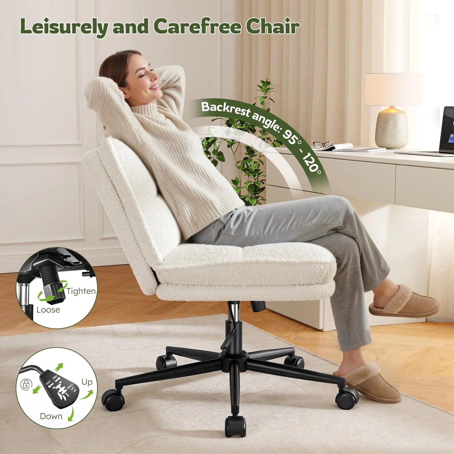 EnHomee Adjustable Height Swivel Reclining Office Desk Chair
