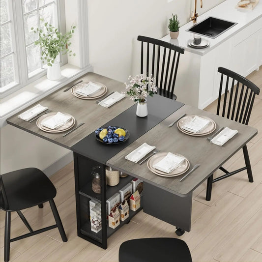 Folding Dining Table Space Saving Farmhouse Drop Leaf Kitchen Table