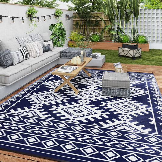 Contemporary Geometric Polypropylene Outdoor Area Rug