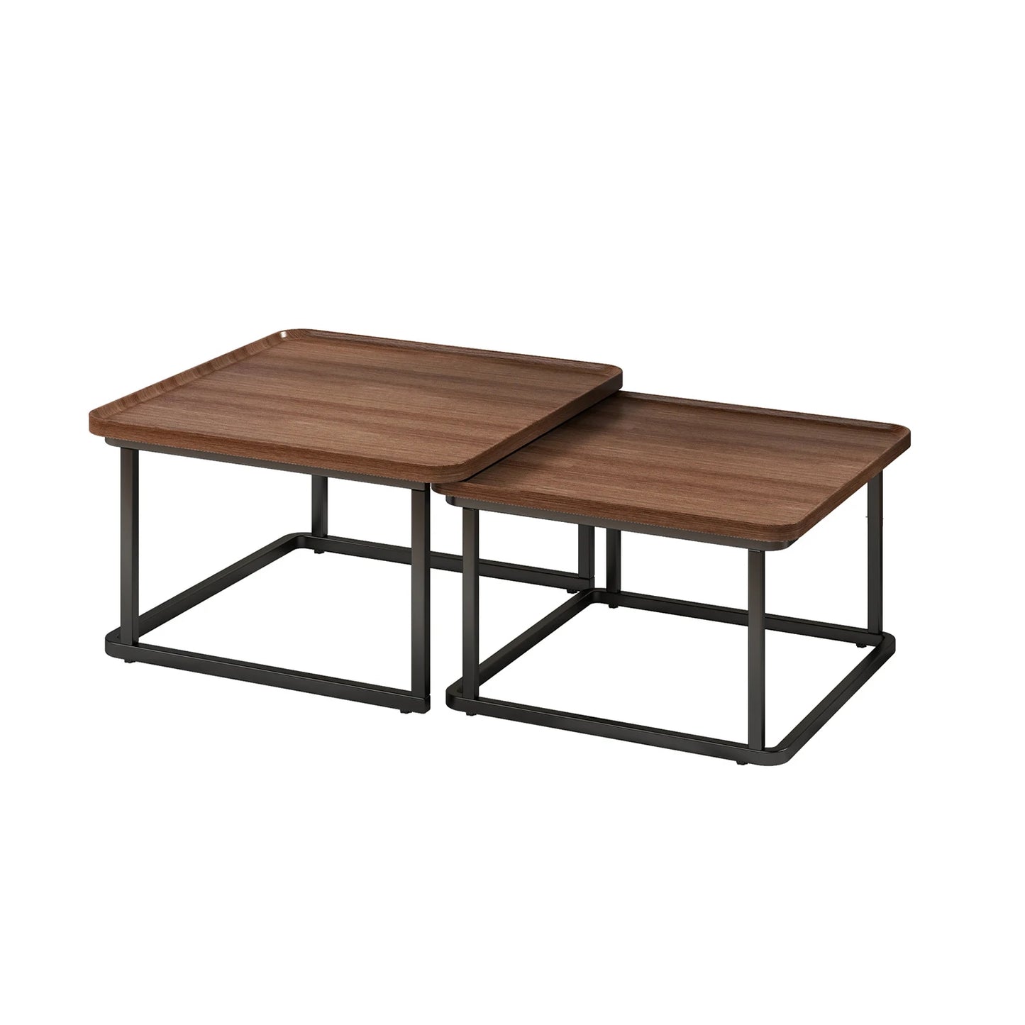 HiMISS Square Fluted Nesting Coffee Tables Set of Two