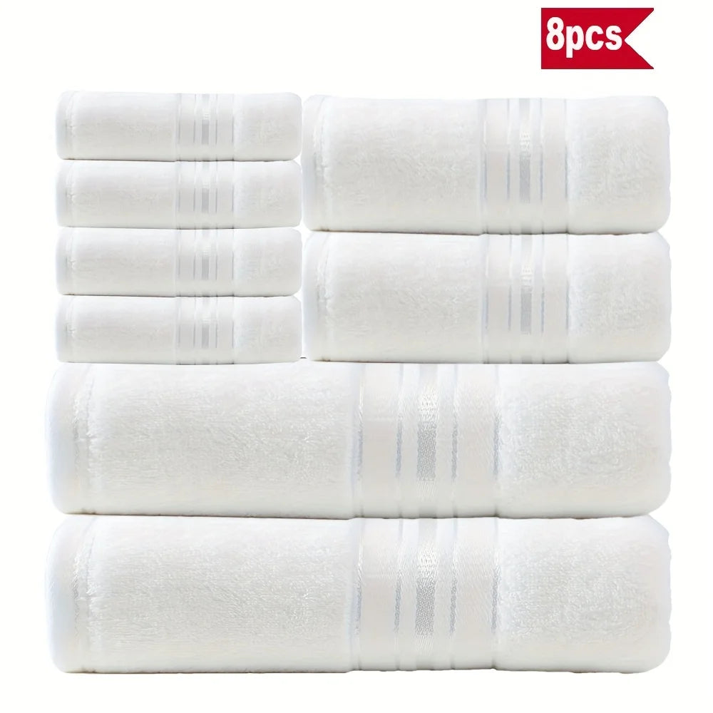 Luxury 8 Piece Ring Spun Cotton Towel Set For Bathroom