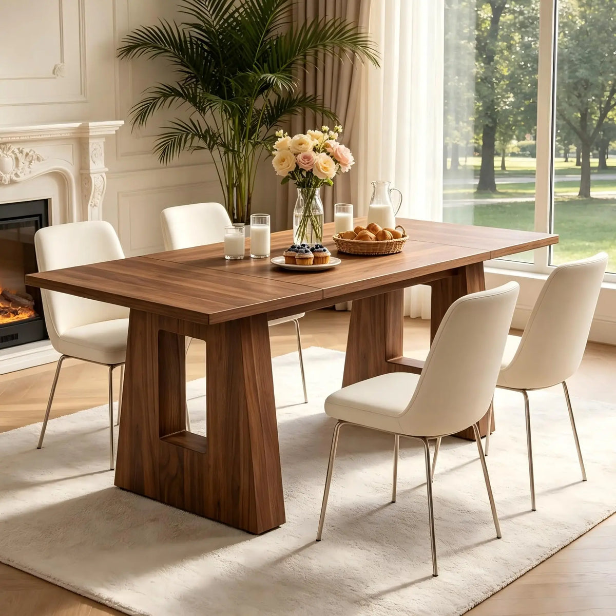 HiMISS Modern Wooden Dining Table For Kitchen And Dining Room
