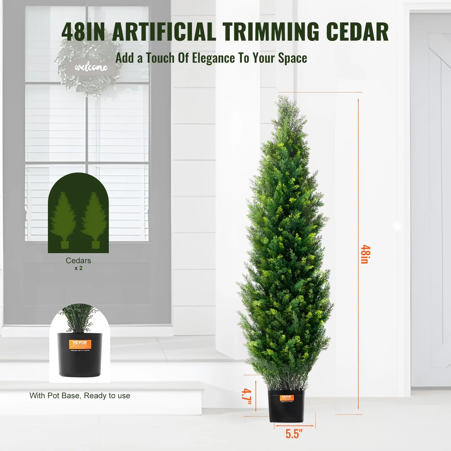 SucceBuy Artificial Cedar Topiary Tree Home Garden Decor