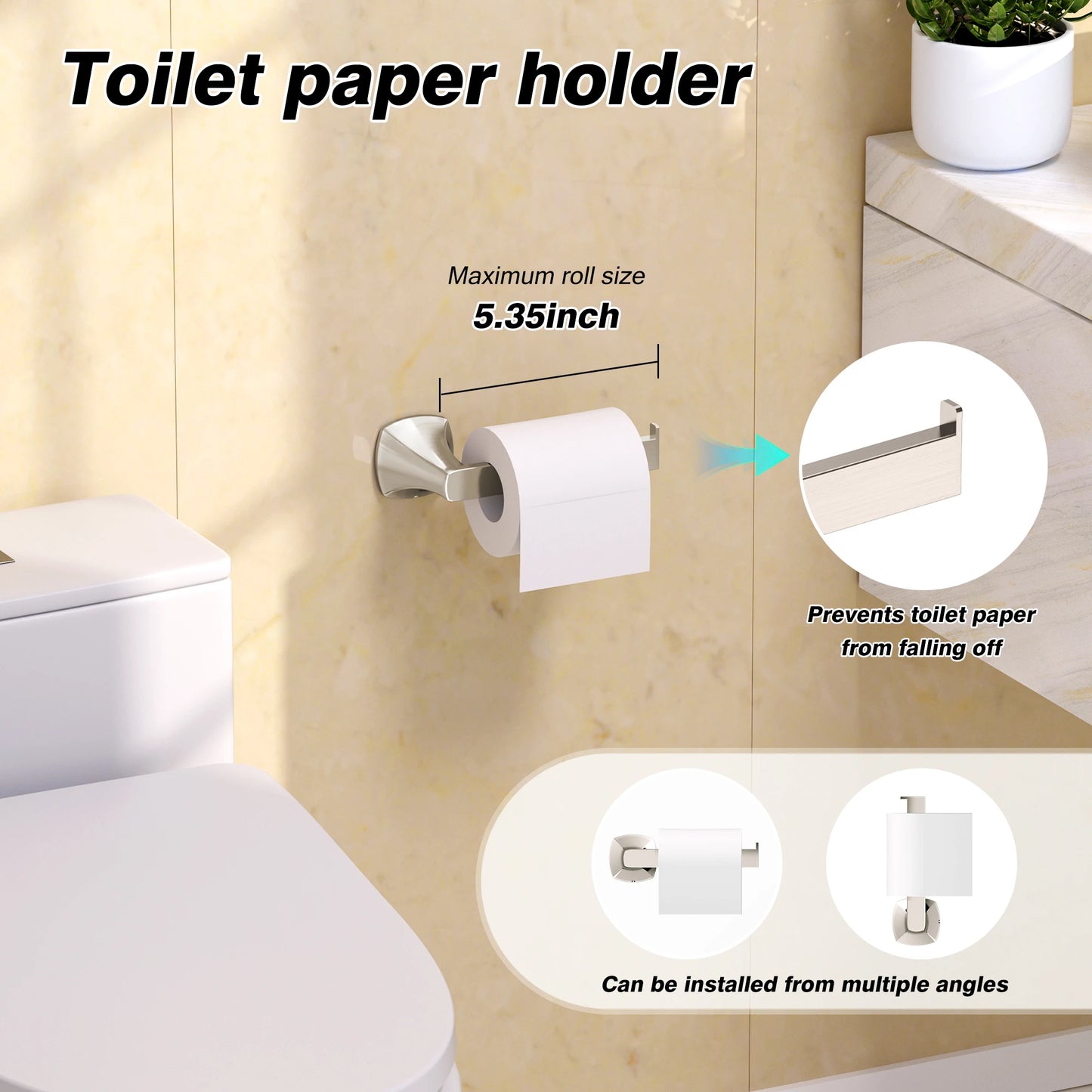 Wall Mount Five Piece Bathroom Hardware Set With Towel Ring