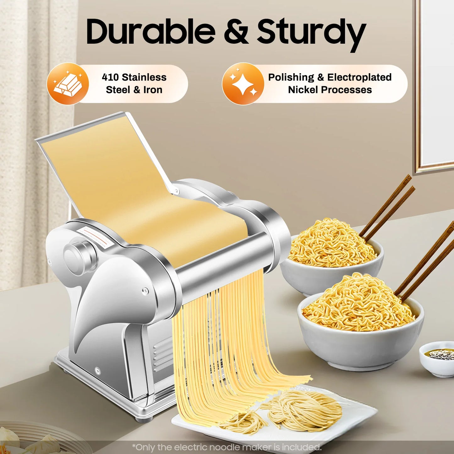 Electric Pasta Maker Machine With Stainless Steel Noodle Cutter