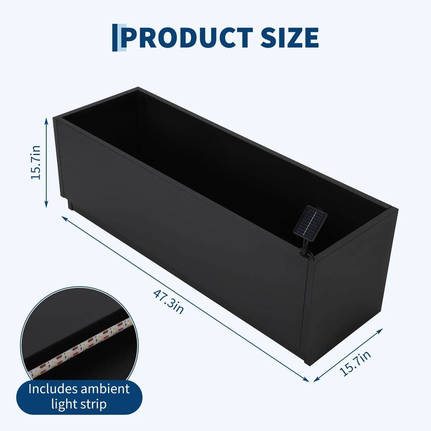 HiMISS Metal Planter Box With LED Light Strips And Controller
