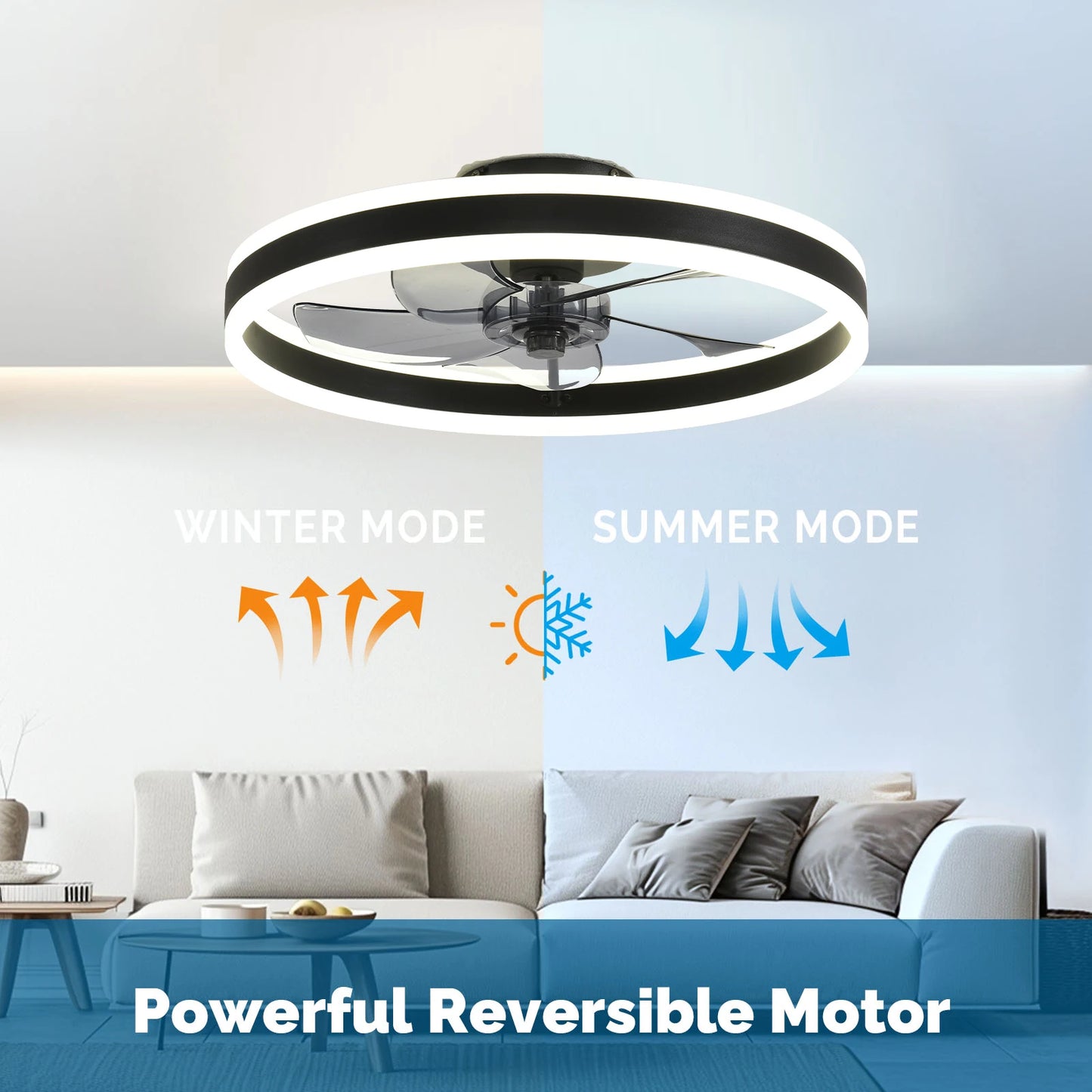 Orison Flush Mount Ceiling Fan With Remote Control LED Lighting