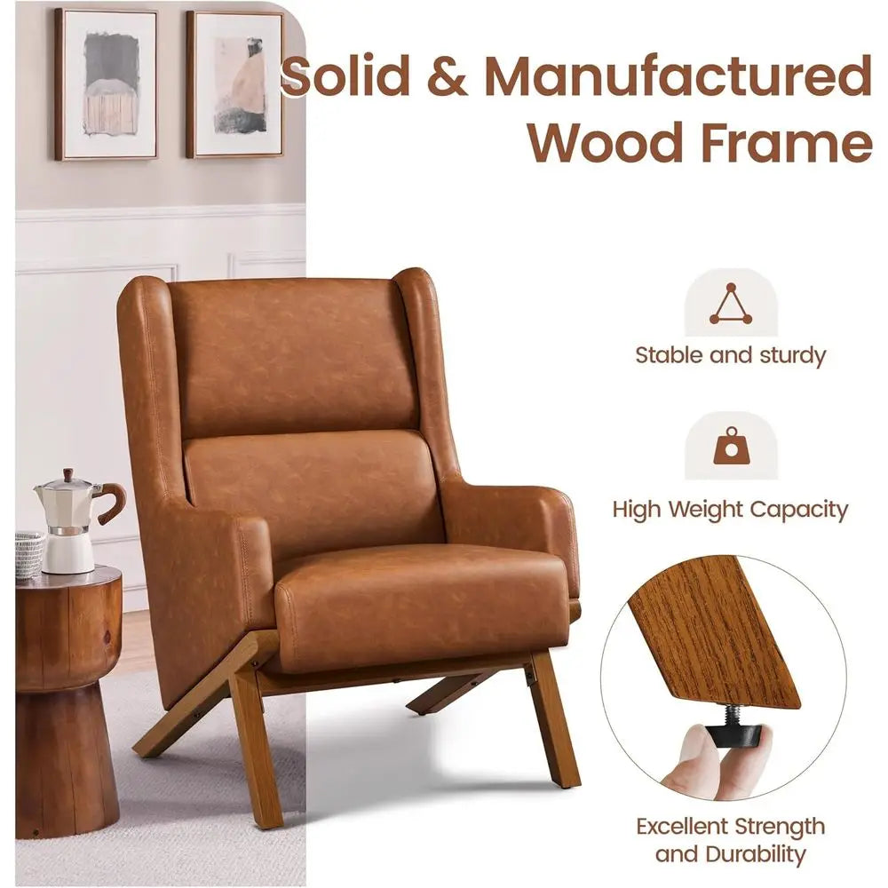 Rotatable Recliner Accent Chairs with Wood Frame and Thick Cushions