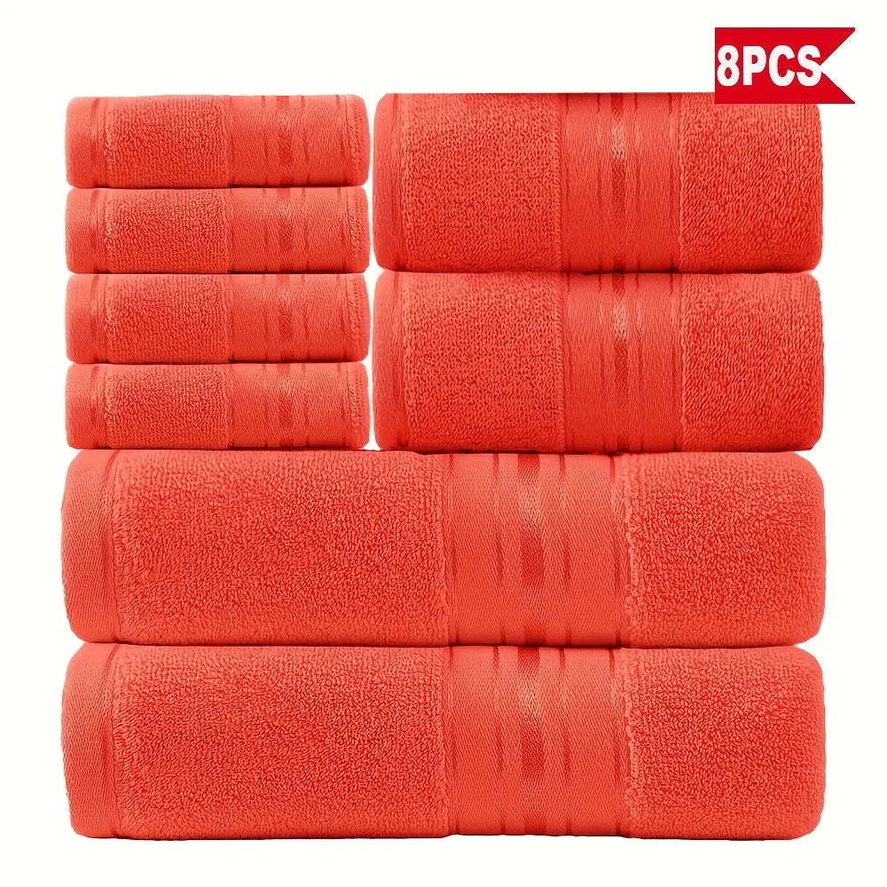 Luxury 8 Piece Ring Spun Cotton Towel Set For Bathroom