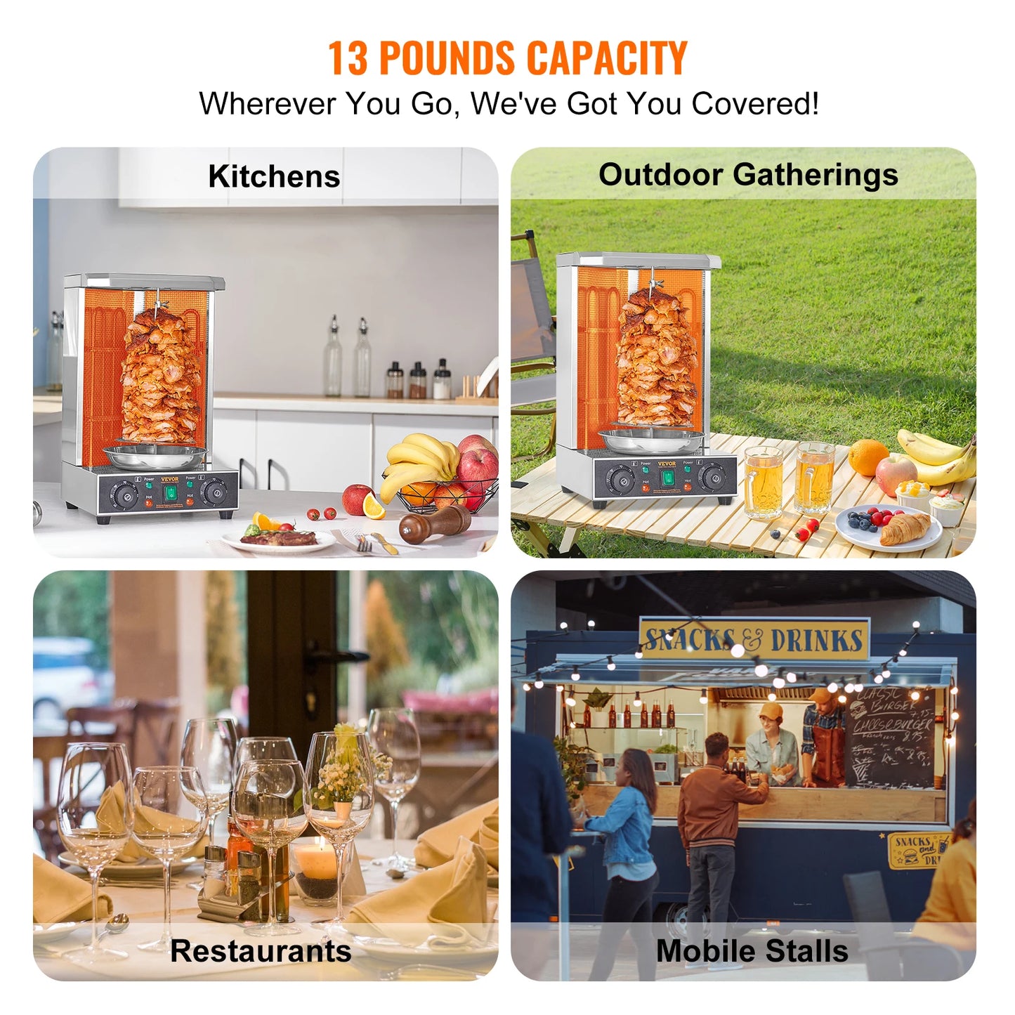 Vevor Electric Vertical Shawarma Grill And Rotisserie Oven