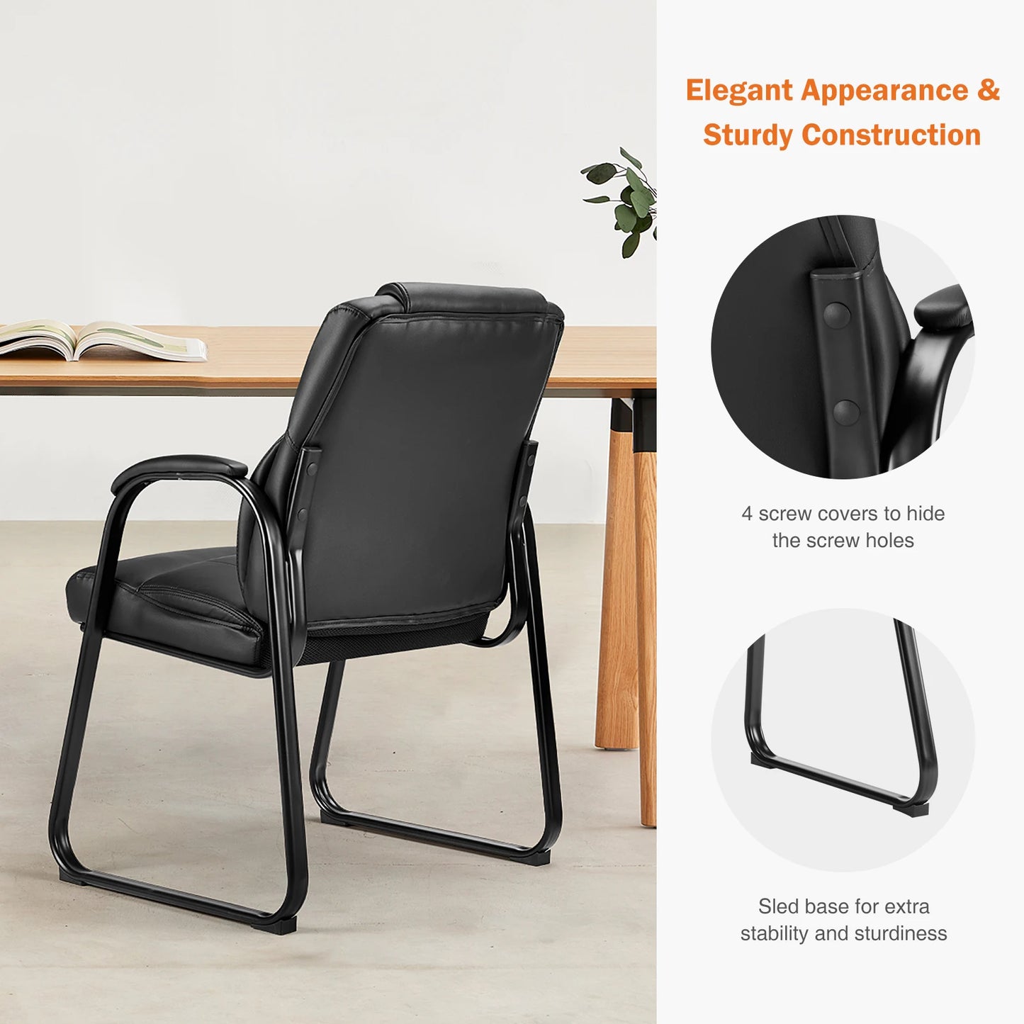 JHK Ergonomic PU Leather Office Chair With Padded Backrest