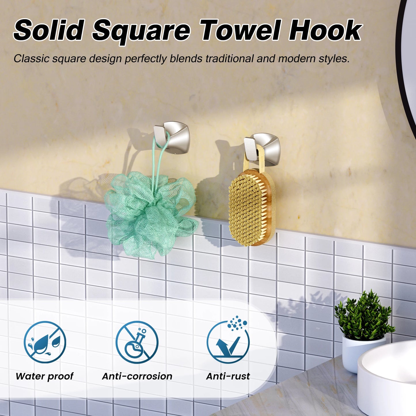 Wall Mount Five Piece Bathroom Hardware Set With Towel Ring