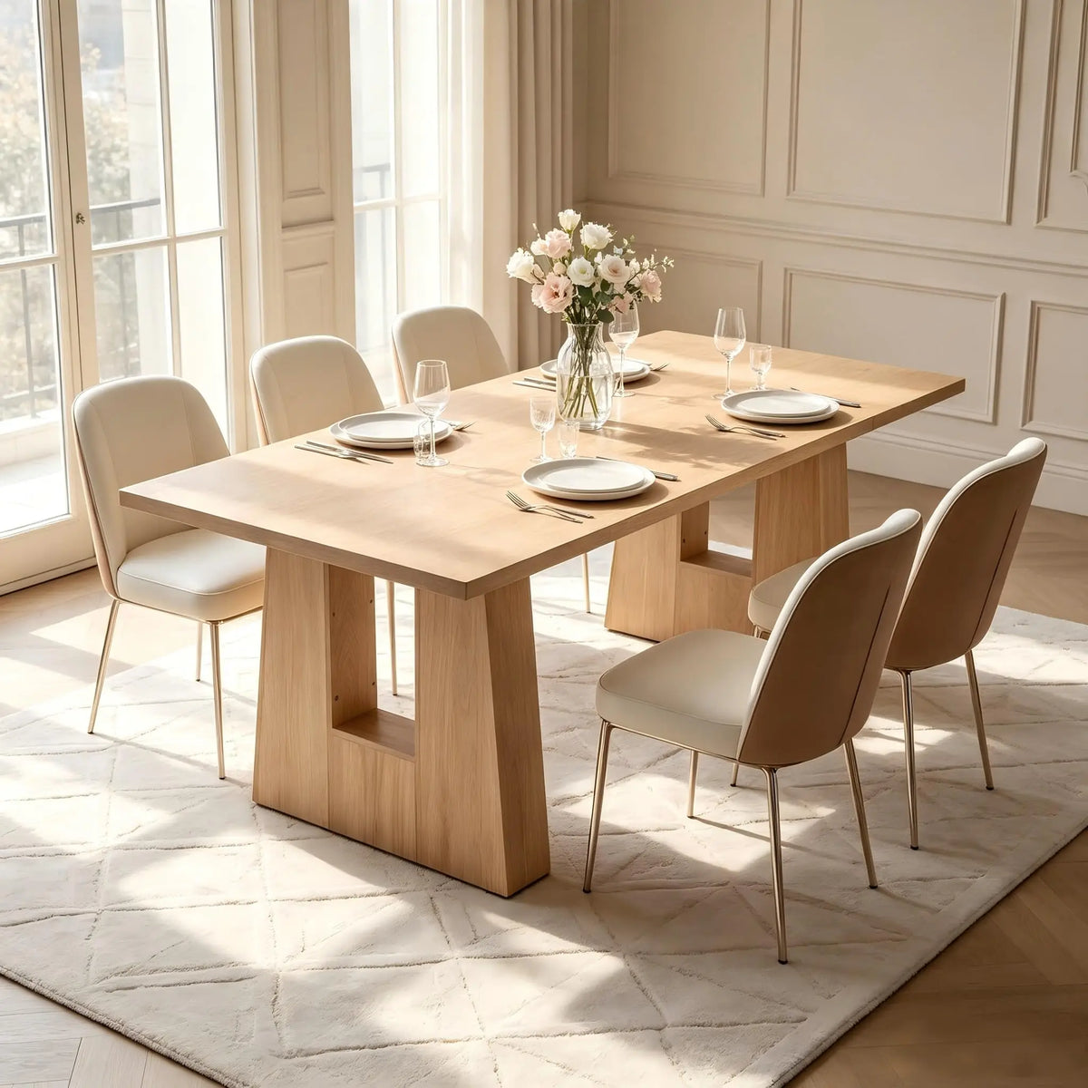 HiMISS Modern Wooden Dining Table For Kitchen And Dining Room