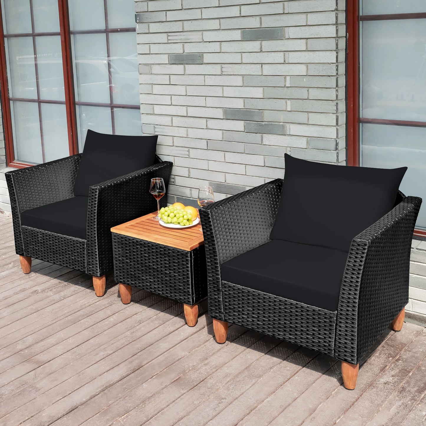 Homasis Outdoor Rattan Patio Furniture Set Cushioned Sofa