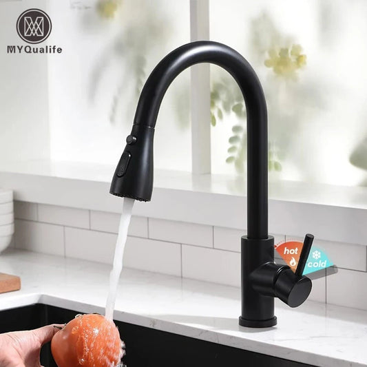 MYQualife Pull Out Kitchen Sink Faucet With Stream Sprayer