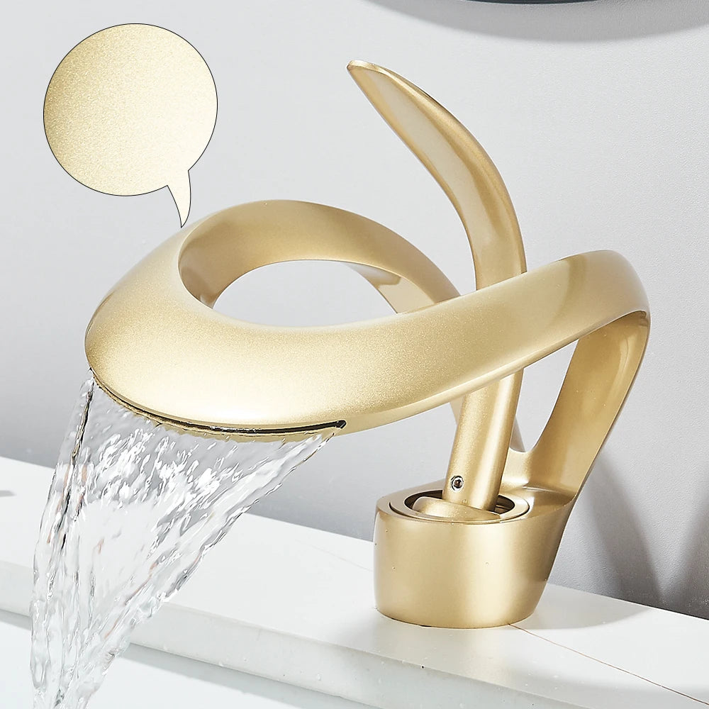 Quyanre Solid Brass Waterfall Basin Faucet Single Handle Tap